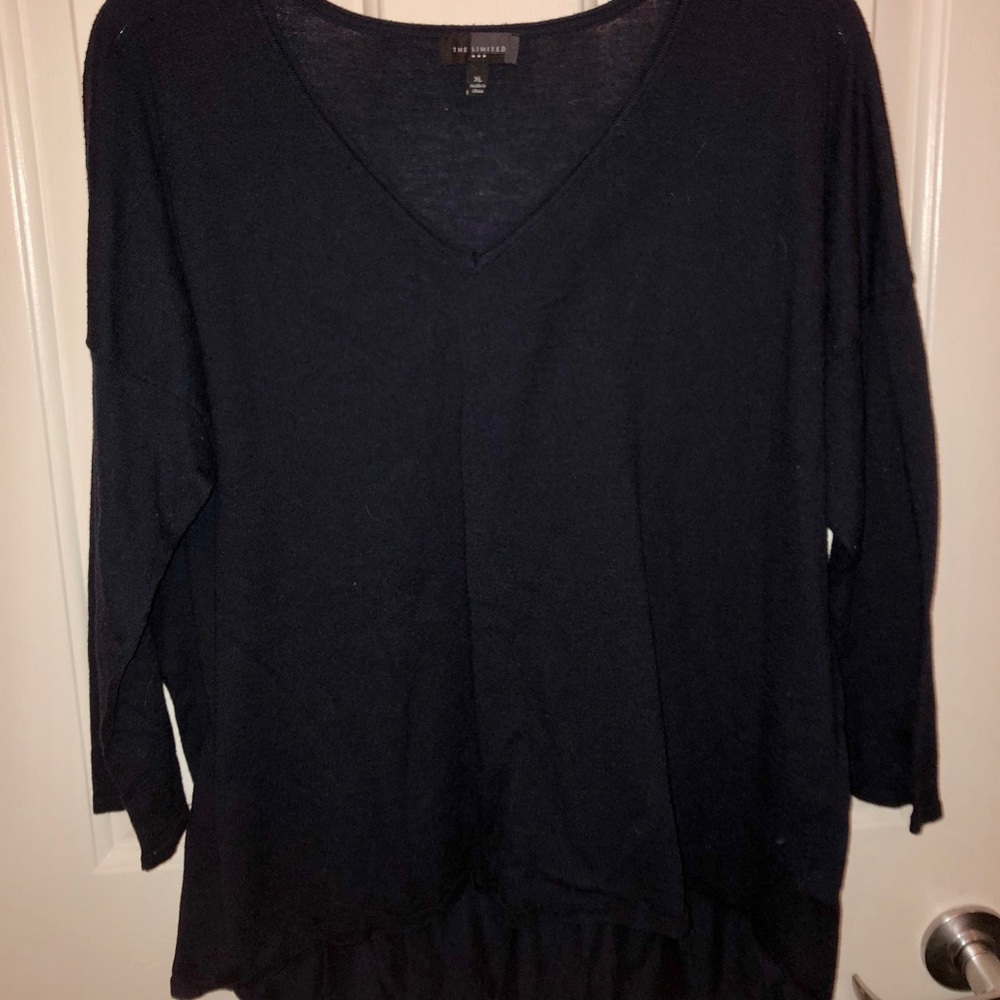 The Limited Navy 3/4 Sleeve Tee